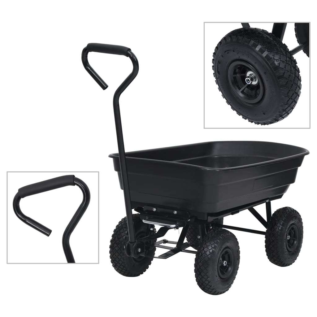 Tuinkiepwagen 300 kg 75 L zwart Tuinkiepwagen 300 kg 75 L zwart