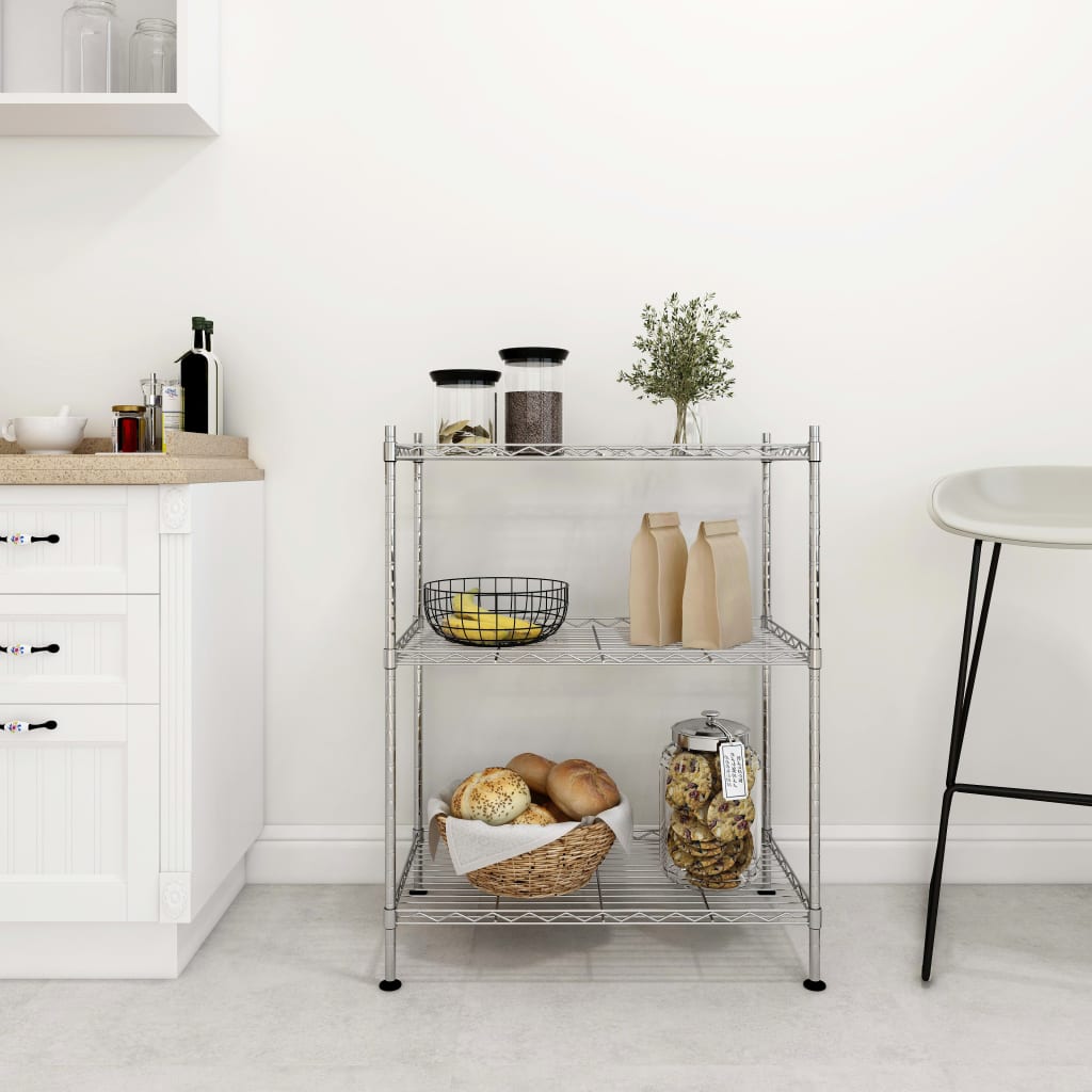 Opbergrek 3-laags 150 kg 60x35x76 cm chroom Opbergrek 3-laags 150 kg 60x35x76 cm chroom