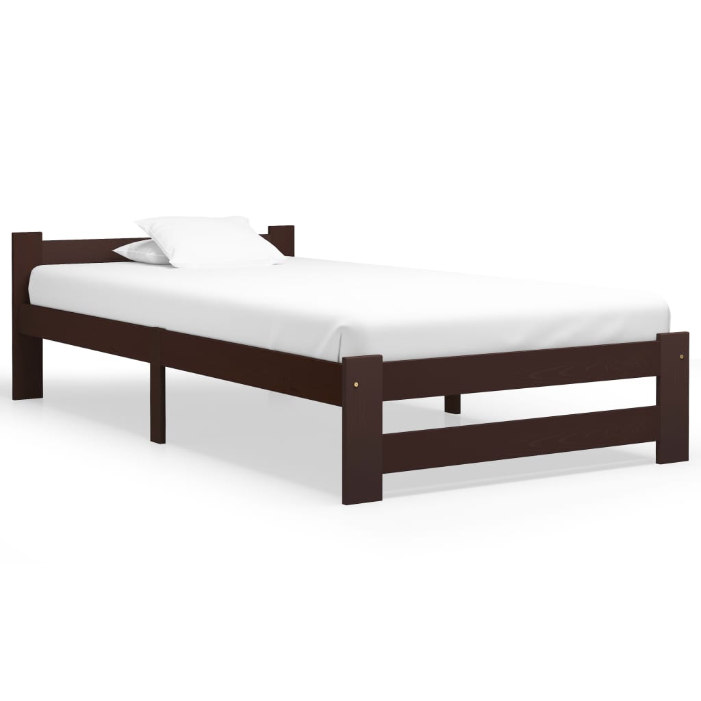 Bedframe massief grenenhout donkerbruin 90x200 cm Bedframe massief grenenhout donkerbruin 90x200 cm