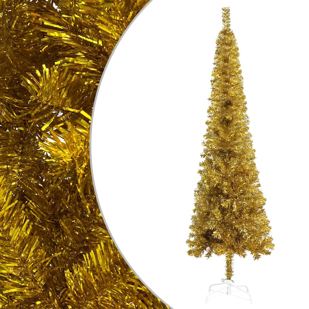 Kerstboom smal 210 cm goudkleurig