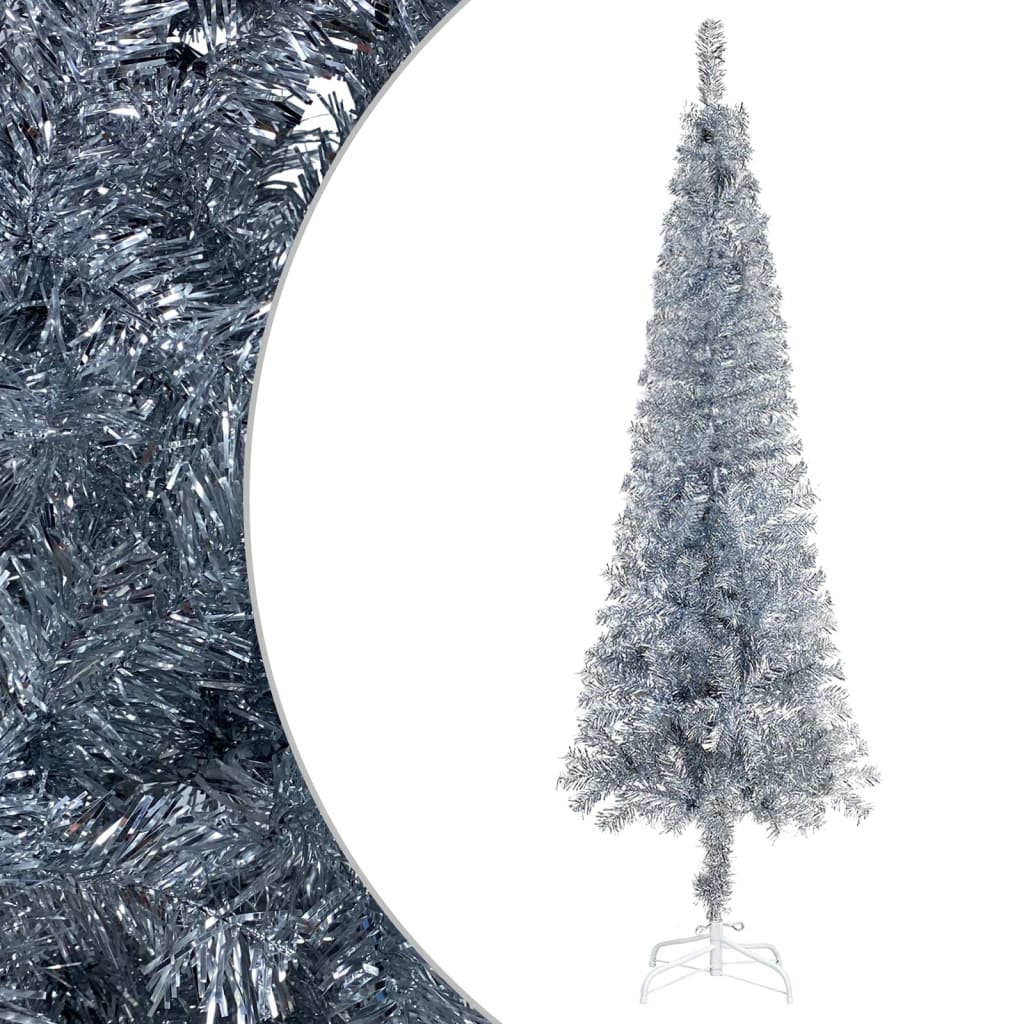 Kerstboom smal 180 cm zilverkleurig