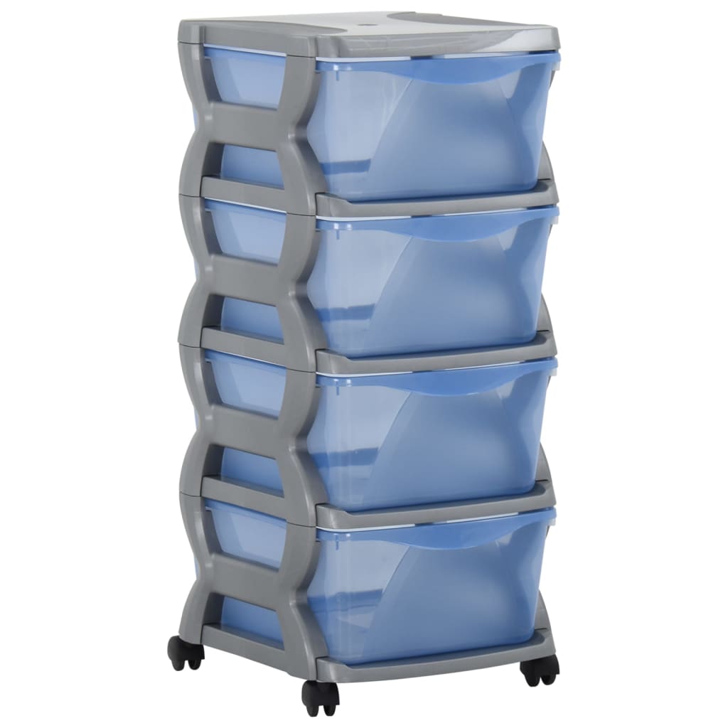 Ladekast op wielen 36x40x80 cm grijs en blauw Ladekast op wielen 36x40x80 cm grijs en blauw