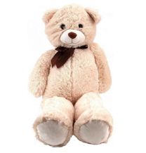 Knuffelbeer - Teddybeer met Strik 100 cm kleur creme