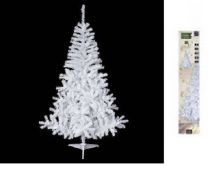 Witte PVC kunstkerstboom 150 cm , 320 punten met standaard